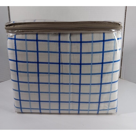 Martha Stewart Collection Flannel Full Sheet Set Kids Frosted Windowpane Cotton - Picture 4 of 8